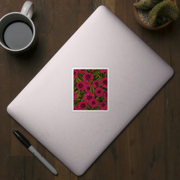 Red dahlia garden - Dahlias - Sticker