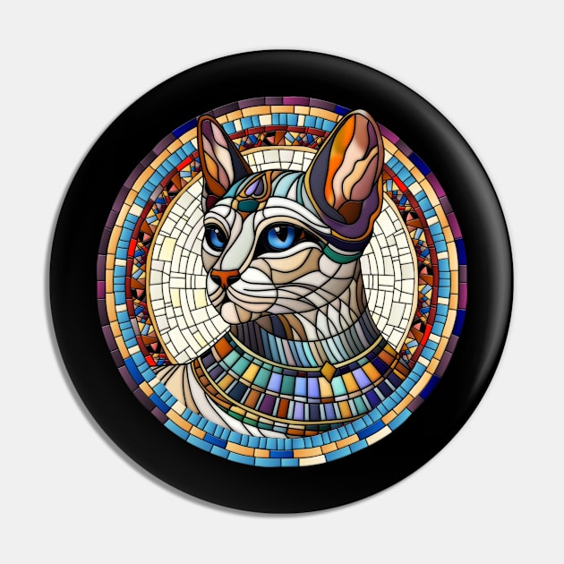 Egyptian Cat -Mosaic Art Pin by Nartissima