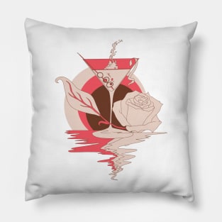 Pink Tan Martini and Rose Pillow