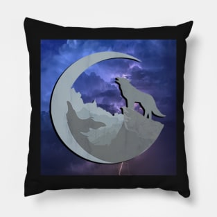 Wolf Howling: Stormy night Graphic Art Wolves Design Spiritual Gifts Pillow