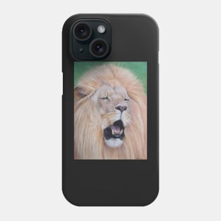 wildlife realist art  big cat roaring lion Phone Case