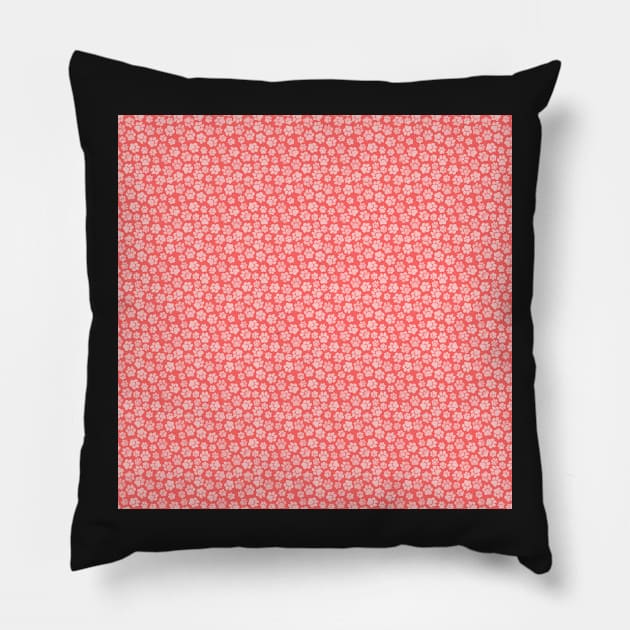 Coral Paw Print Pattern Pillow by dragonstarart