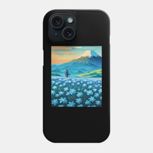 Journey To Mount Fuji - Samurai and Blue Phone Case