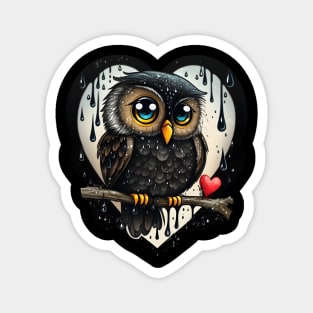 Cute Dark Heart Owl Magnet