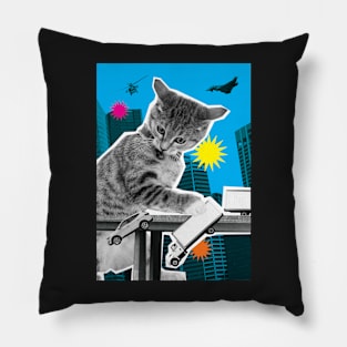 KATZILLAZ - 01 - FLYOVER ASSAULT - FELINE KAIJU - MONSTER CAT !!! Pillow