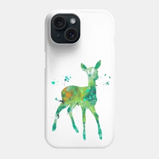 Green Fawn Watercolor Painting Phone Case