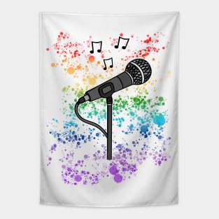 Microphone Singer Rainbow Colours Singing Teacher Vocalist Musician Tapestry