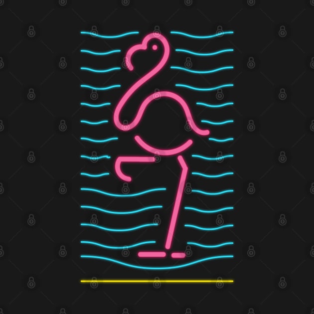 80's Gift 80s Retro Neon Sign Pink Flamingo by PhuNguyen