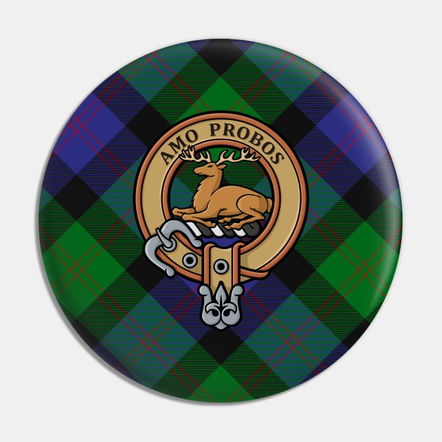 Clan Blair Crest over Tartan Pin by sifis