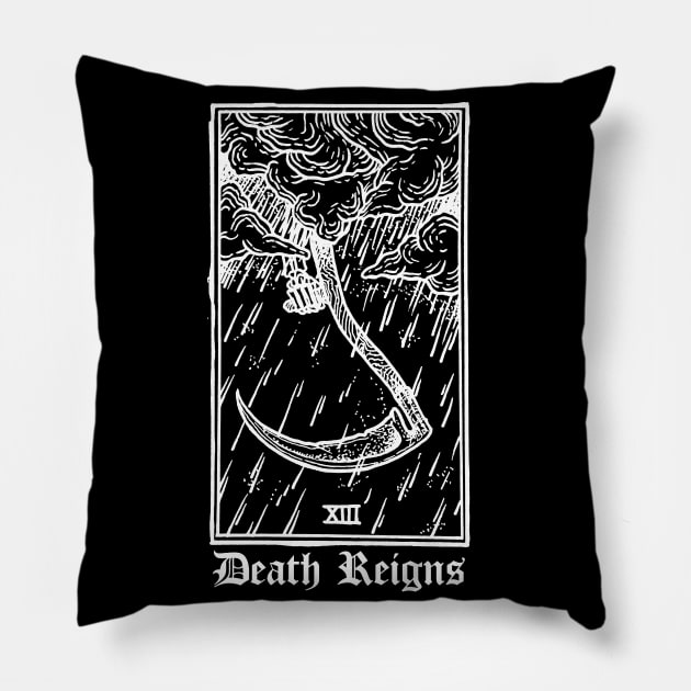Death Reigns Pillow by btcillustration