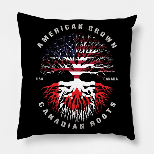 American Grown Canadian Roots CANADA Flag Pillow by heart teeshirt
