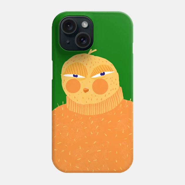 Funny and confused yellow chicken in orange sweater, version 2 Phone Case by iulistration