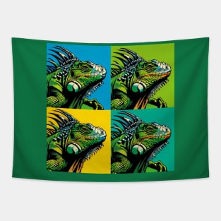 Green Iguana Pop Art - Exotic Reptile Tapestry