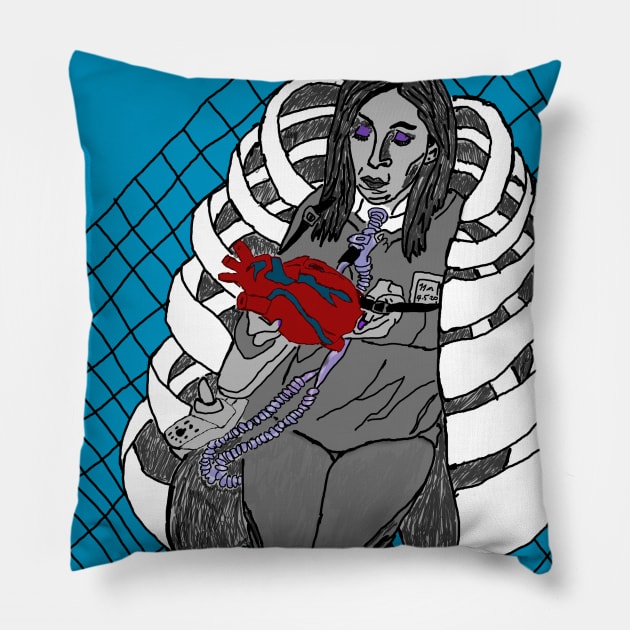 “Hearts are Wild Creatures—That’s why our Ribs are Cages” Pillow by Thread Dazzle