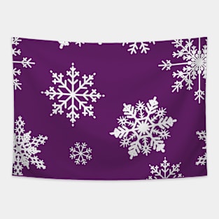 Snowflakes on Purple background Tapestry