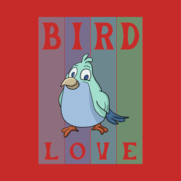 Retro cartoon bird - bird love by MusicianCatsClub