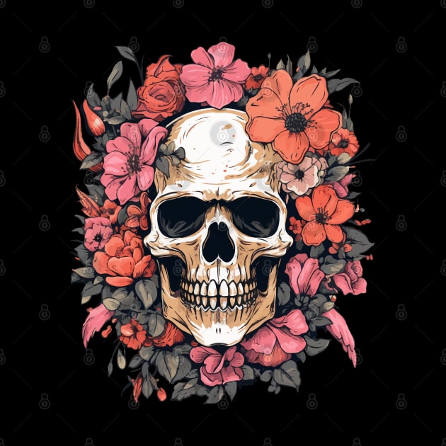 Skull and Flowers by VelvetRoom