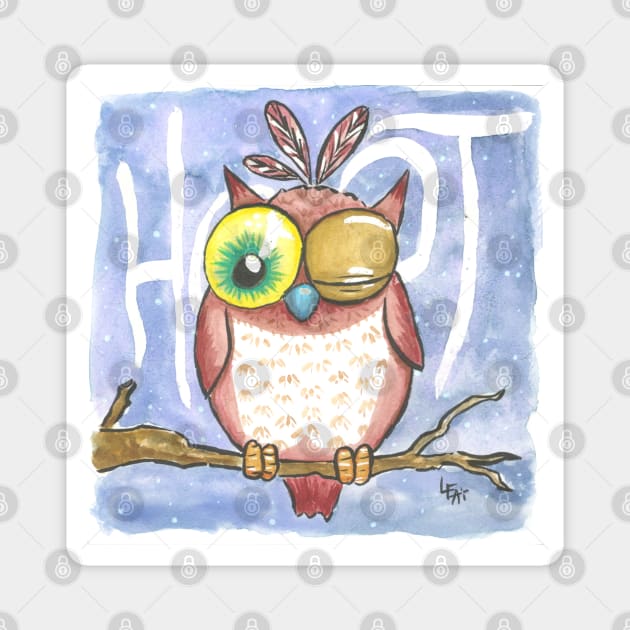 Hoot Cartoon Owl Magnet by Créa'RiBo