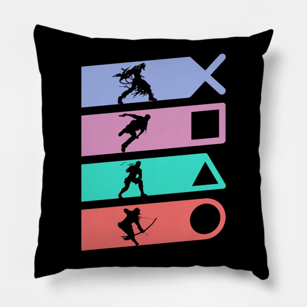 Playstation All Stars Buttons Pillow by scribblejuice