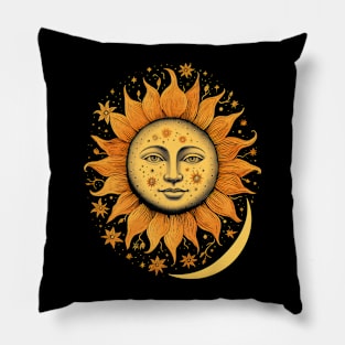 Celestial Sun Moon Sliver Pillow