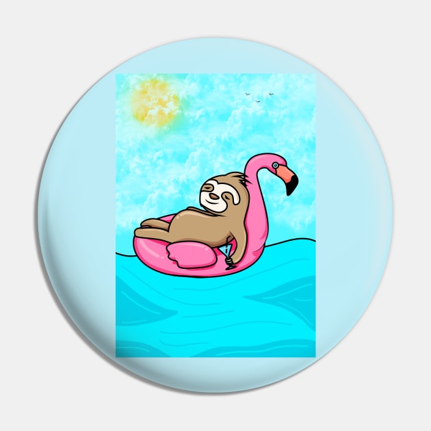 Flamingo and Sloth Pin by ak3shay