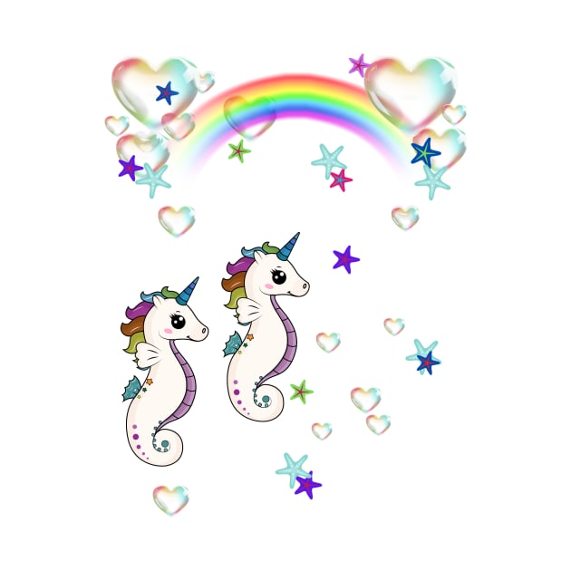 seahorse ocean rainbow by LadiesGoldenSpiral