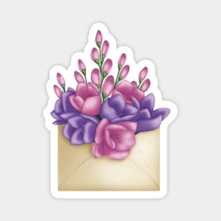 Spring Flowers In Envelope Magnet