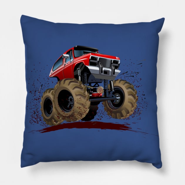 Cartoon Monster Truck Pillow by Mechanik