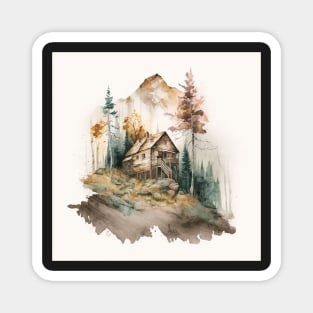Muted Mountain Cabin Magnet