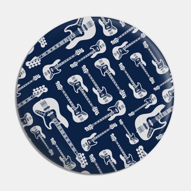 Bass Guitar Seamless Pattern Dark Theme Pin by nightsworthy