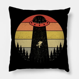 Bigfoot Ufo Abduction Sasquatch Retro Vintage Pillow