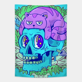 Cat Skull Funny Tapestry