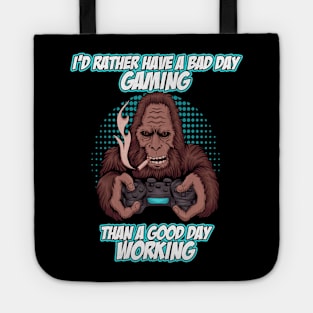 Funny Gaming Shirt Video Games Yeti Bigfoot Retro Gamer Tote