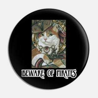 Pirate Cat - Design 2 - Beware of Pirates Pin