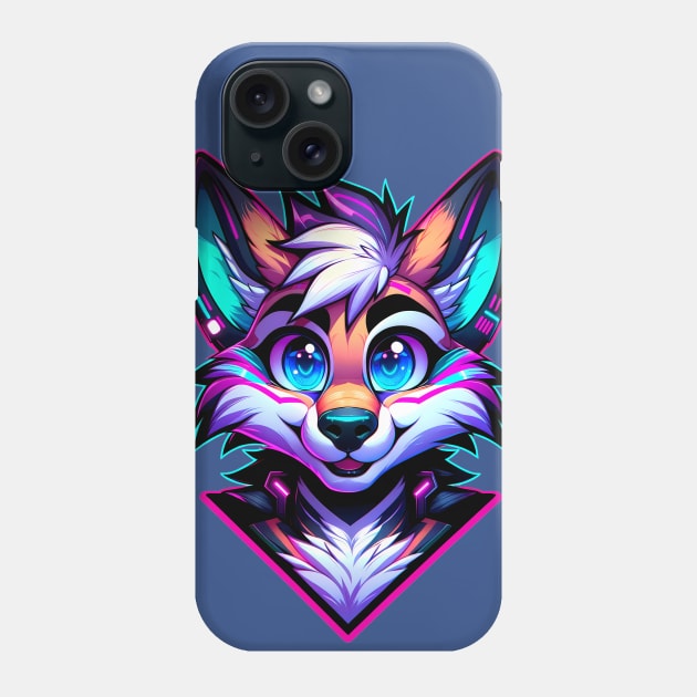 Cyberpunk Neon Furry Anthro Fox Phone Case by Blue Bull Bazaar