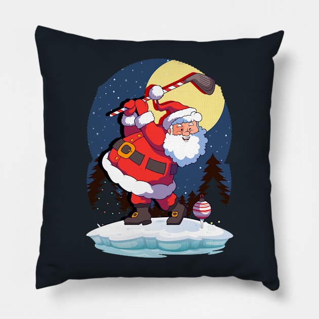 Santa Claus Golf Golfer Golfing Christmas Pillow by E