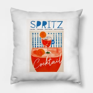 Retro Spritz Cocktail Poster Summer Picnic Homebar, Kitchen Bar Prints, Vintage Drinks, Recipe, Wall Art Pillow