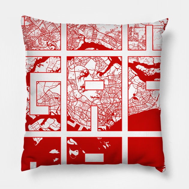 Singapore City Map Typography - Oriental Pillow by deMAP Studio