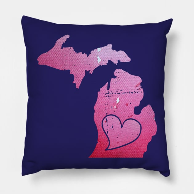 Pink Watercolor Michigan Art Pillow by bubbsnugg