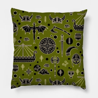 Viking Nordic Pattern for Children on Green Pillow