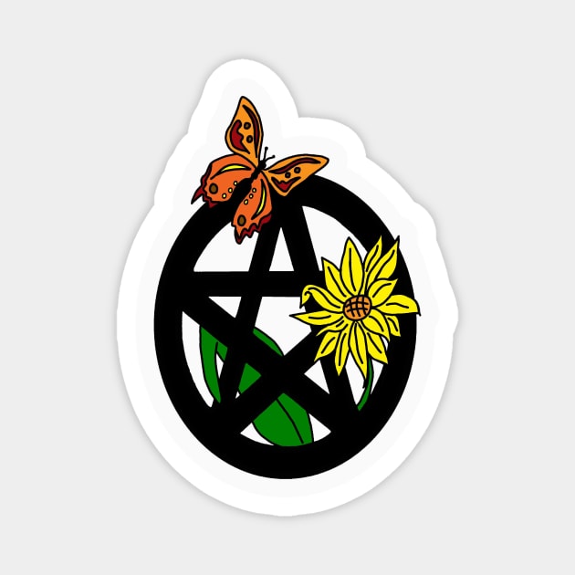 Butterfly and Sunflower Pentacle Magnet by imphavok