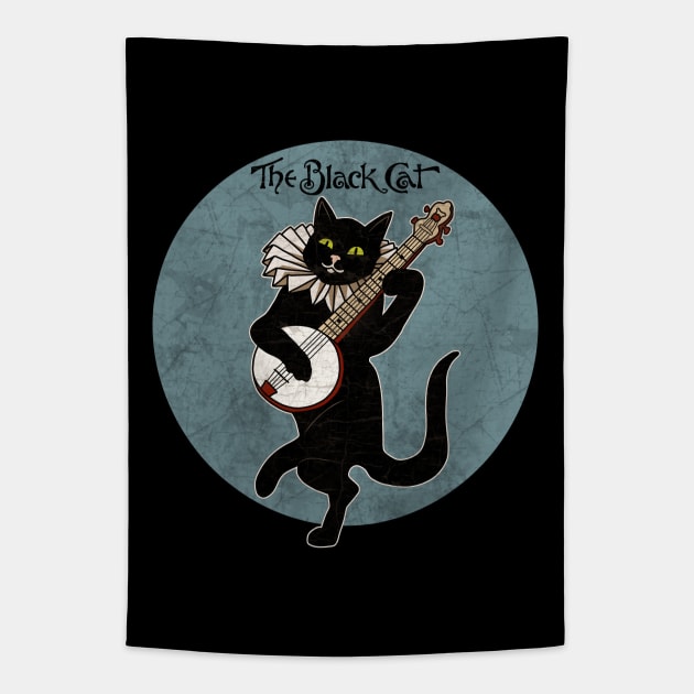 Vintage Cat Playing Banjo Tapestry by valentinahramov