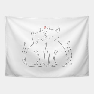 Couple Cats - Line Art Tapestry