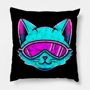 Synthwave Cat Retrowave Pillow