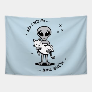 Alien And Cat Tapestry