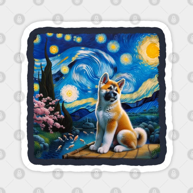 Starry Akita Dog Portrait - Pet Portrait Magnet by starry_night