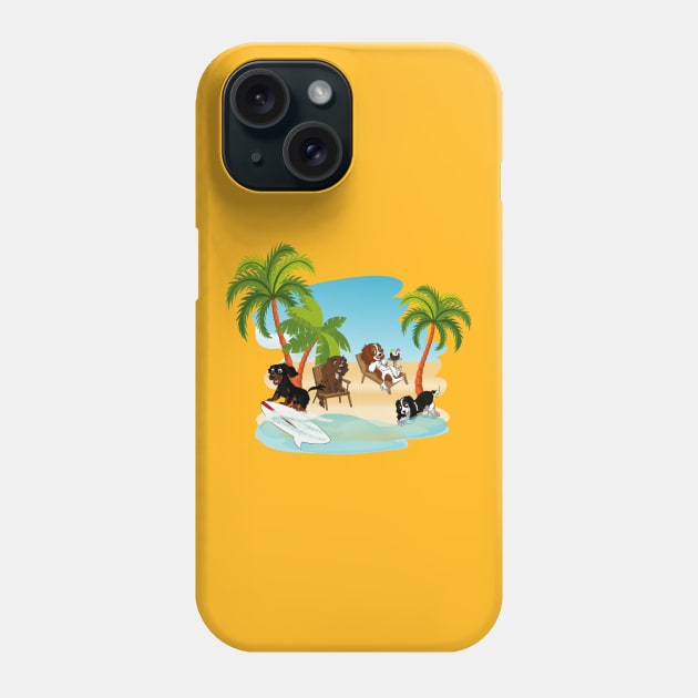 Cavalier King Charles Spaniel Dogs at the Beach Phone Case by Cavalier Gifts