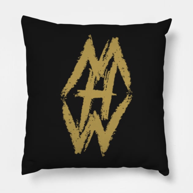 Golden Hidden Wisdom Logo Pillow by medderick