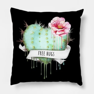 Cactus heart watercolor purple flower free hugs Pillow