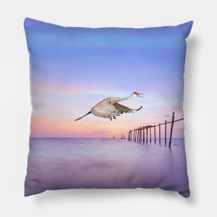Sandhill Crane Birds in Flight Pillow